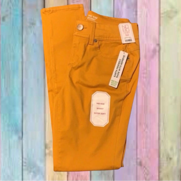 No Boundaries Denim - No Boundaries Mustard Yellow Mid-rise Soft Skinny Jeans NWT